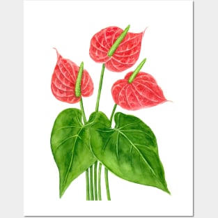 Flamingo flower watercolor Posters and Art